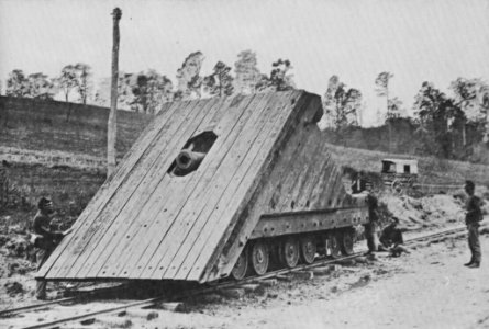 O'Sullivan, Timothy H. - Petersburg, Virginia, eine Kanone auf Schienen, Vorderansicht (Zeno Fotografie)