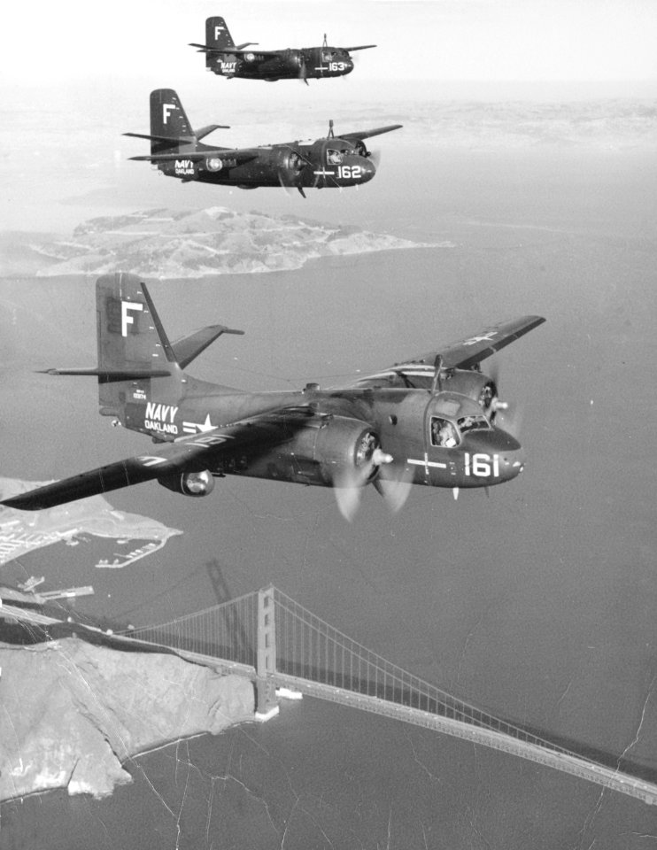 Oakland Naval Air Reserve Grumman S2F-1 Trackers in flight on 23 December 1956