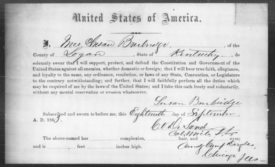Oath of Allegiance taken in Camp Douglas in 1863