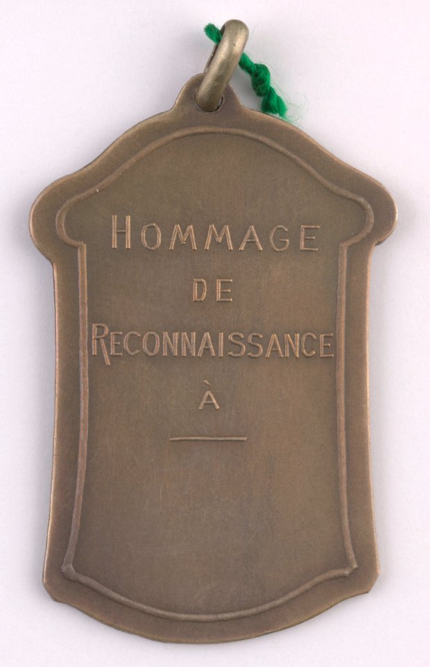 Oeuvre du Déjeuner aux Enfants Nécessiteux des Ecoles Communales de Liège, medal by Oscar Berchmans (1869-1950), Belgium, 1918, Coins and Medals Department of the Royal Library of Belgium, 2Lef86 - 82 (verso)