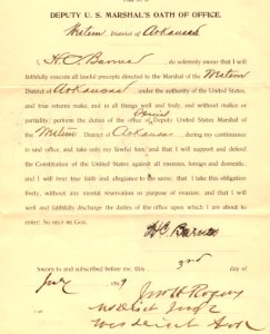 Oath of Deputy Marshal for H. J. Barnes (8495459096)