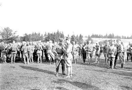 Oberstdivisionär de Lays und Unterstabschef Oberst Bridler im Gespräch - CH-BAR - 3240031