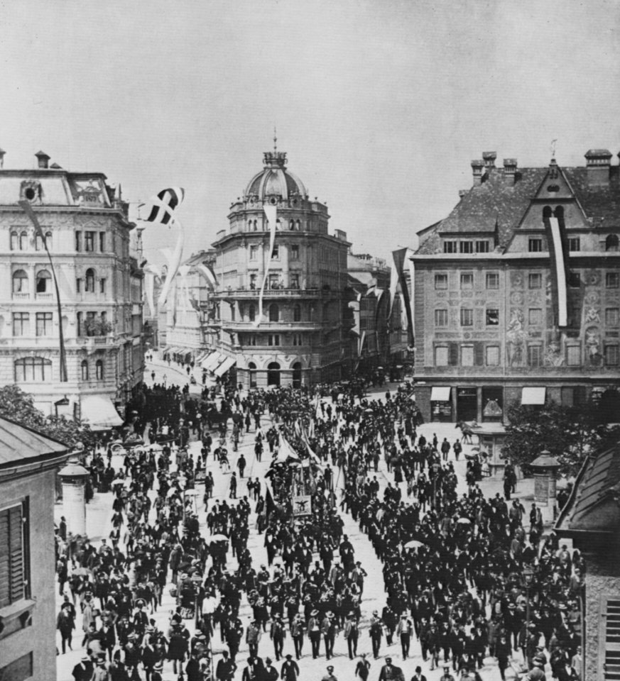 Obernetter, Johann Baptist - Einzug der Vorarlberger Schützen anlässlich des VII. Deutschen Bundesschießen (Zeno Fotografie)