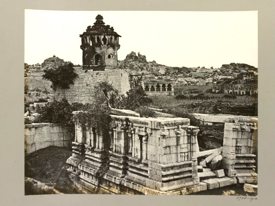 Octagonal Watchtower, Elephant Stables, and Madhava Temple 2 1856 photo
