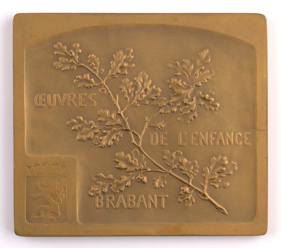 Oeuvres de l'Enfance Brabant, plaquette by Pierre Theunis, Belgium, (1919), Coins and Medals Department of the Royal Library of Belgium, 2Lef87-70 (verso)