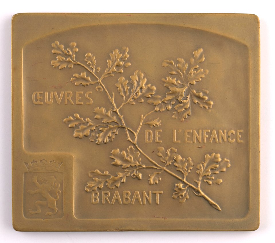 Oeuvres de l'Enfance Brabant, plaquette by Pierre Theunis, Belgium, (1919), Coins and Medals Department of the Royal Library of Belgium, 2Lef87-71 (verso)