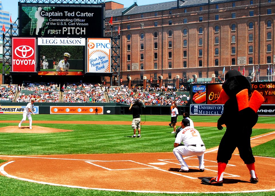 Officer throws first pitch at Camden Yards DVIDS91876