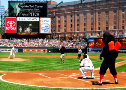 Officer throws first pitch at Camden Yards DVIDS91876