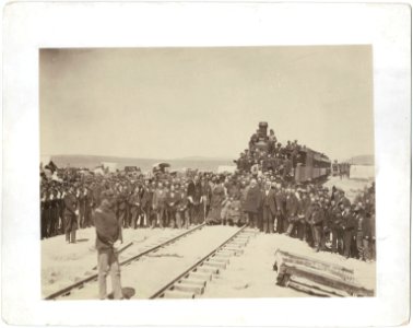Officers at laying of the last rail Union Pacific Railroad by Andrew J Russell