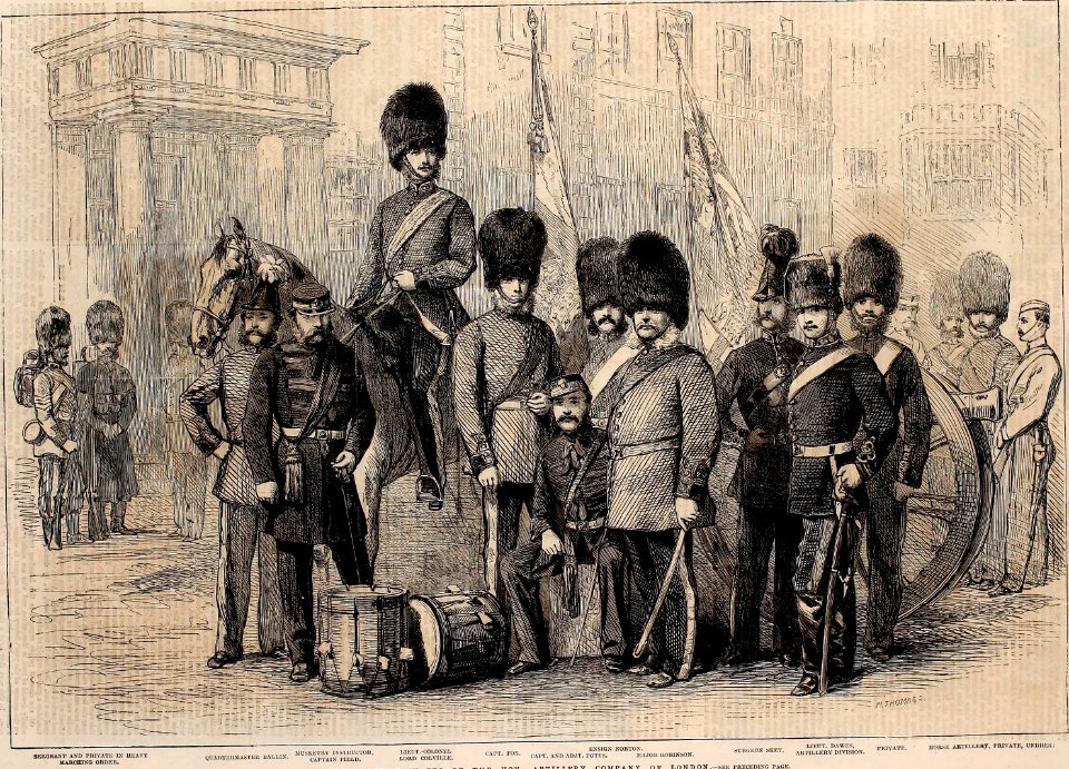 Officers and Privates of The Hon. Artillery Company of London - ILN 1861