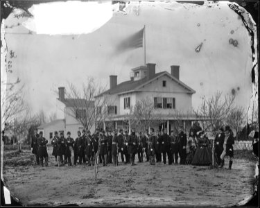 Officers in front of building - NARA - 528816