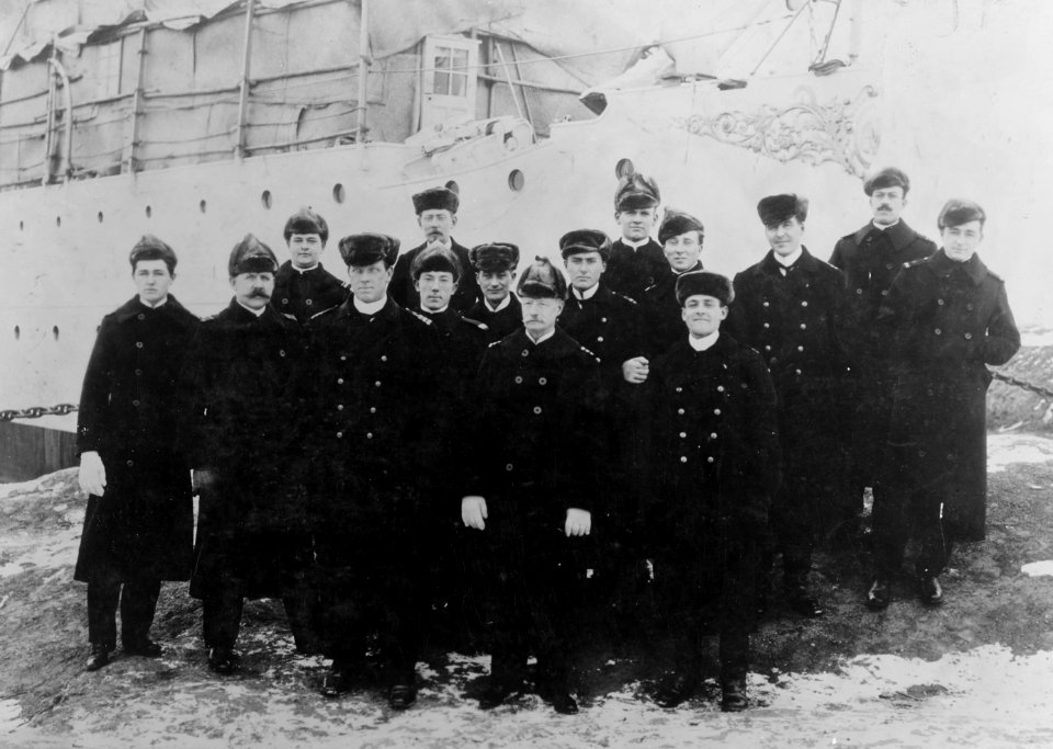 Officers of the USS HELENA (PG-9) and HMS ESPIEGLE - NH 133