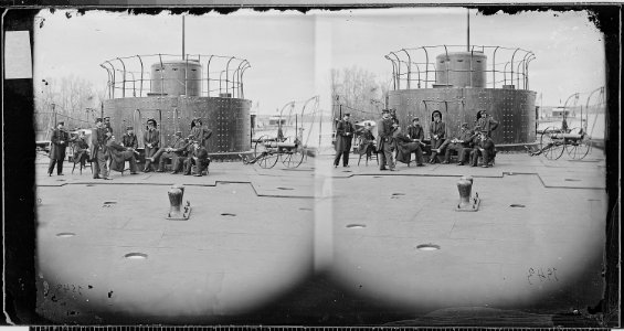 Officers on deck of moitor - NARA - 525024