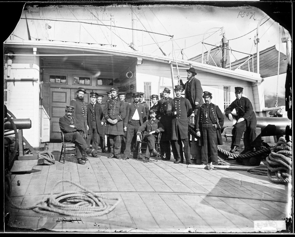 Officers on deck of gunboat Commadore Barney (4209412910)