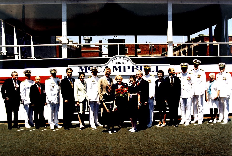 Official christening party for the launching of the Arleigh Burke Block IIA Aegis Class Guided Missile Destroyer USS MCCAMPBELL