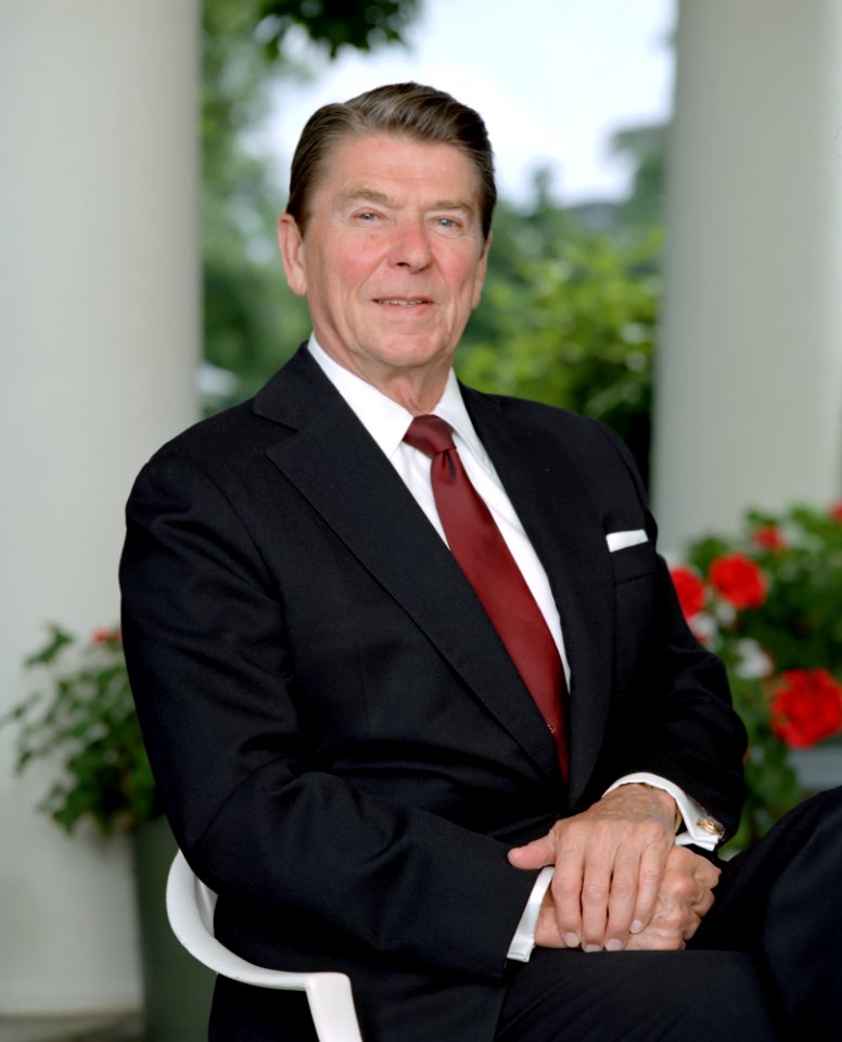 Official Portrait of President Ronald Reagan on The Oval Office Patio