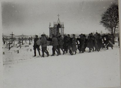 Offiziere der 5-103 tragen den Sarg des Major Strohhofer zum Grabe (BildID 15456906)