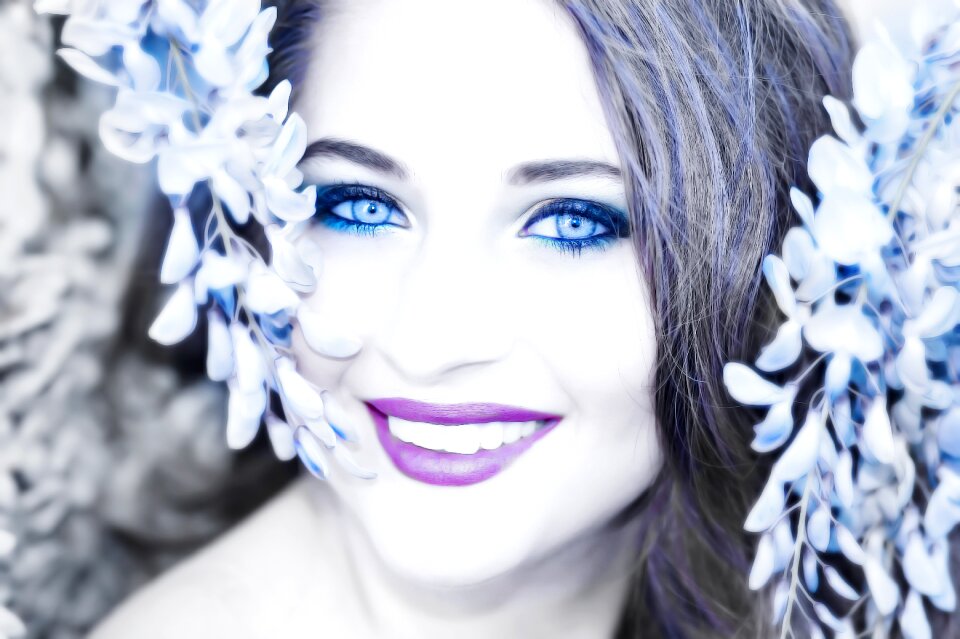 Blue eyes smile beauty