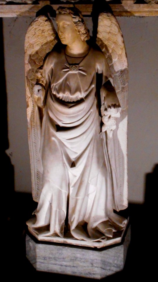 Temperance - Detail of the sepulchre (1325-1326) of Mary of Hungary (†1323, Queen of Naples between 1285 and 1309) by Tino di Camaino (Siena, about 1285-Naples, about 1337) - Donnaregina Vecchia Church-Museum in Naples (29880669707)