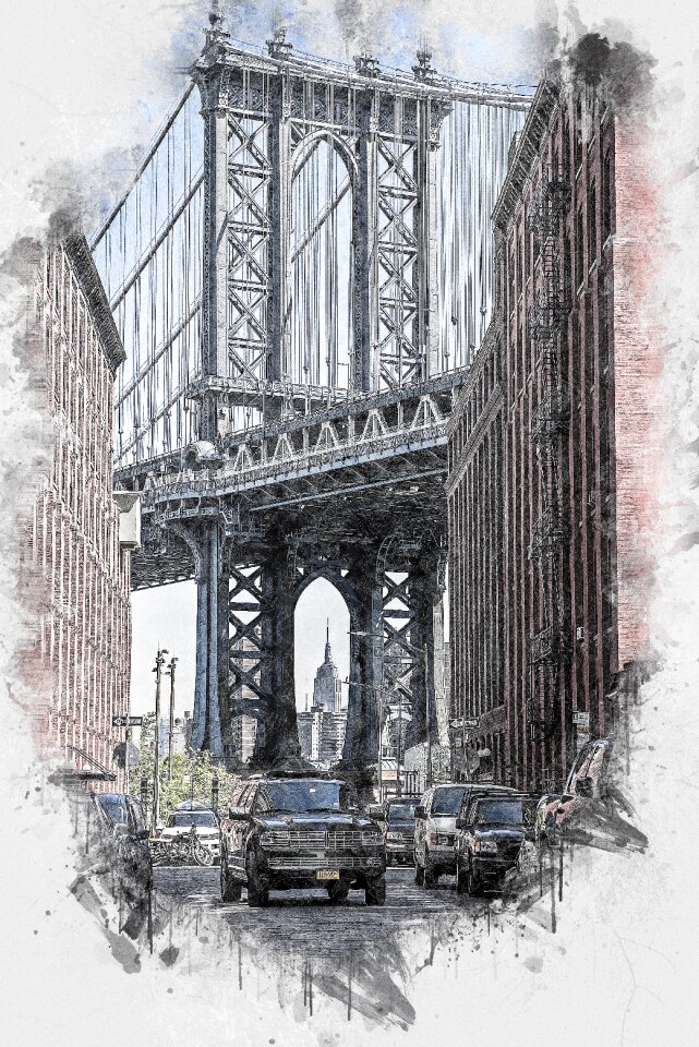 Manhattan bridge skyline travel