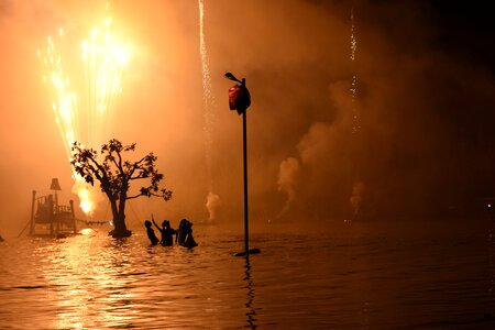 Street theatre performance fireworks