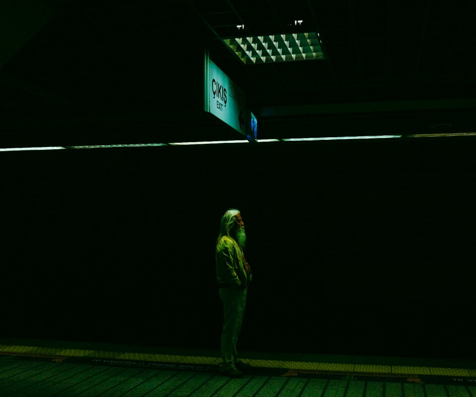 Man standing alone photo