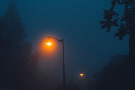Dark evening blue lamp photo