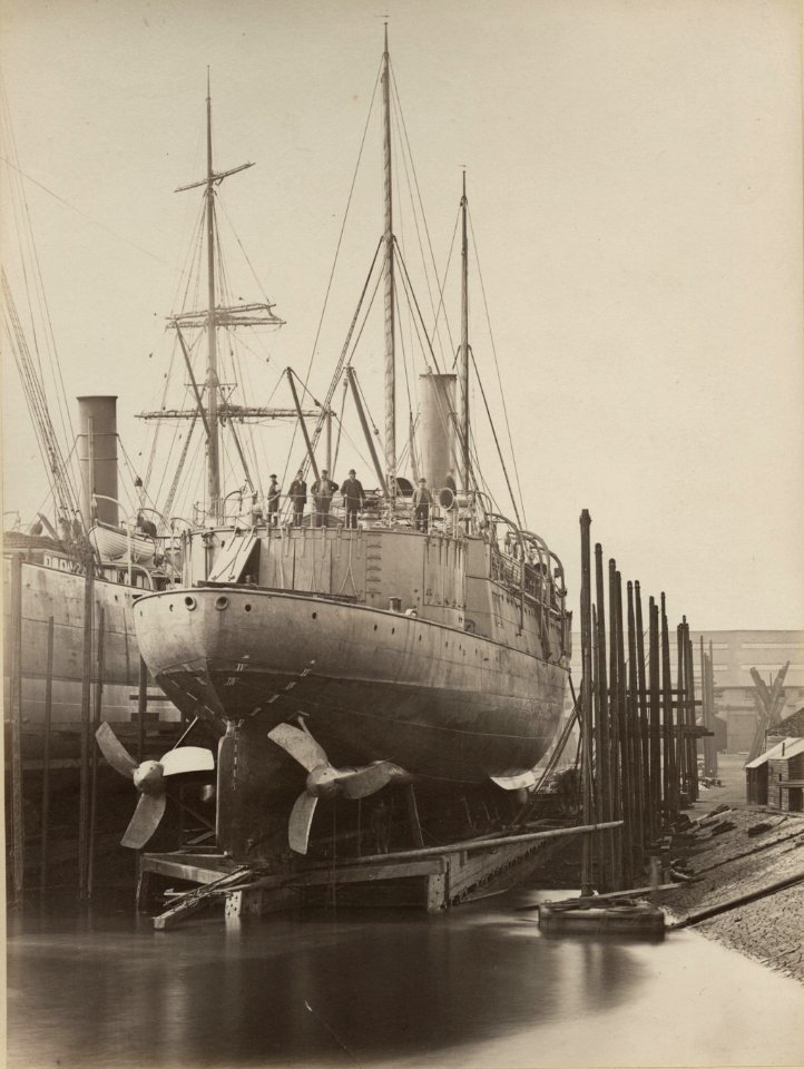 Chinese cruiser Yangwei dry docked on the River Tyne Newcastle 1881. (49613218178)