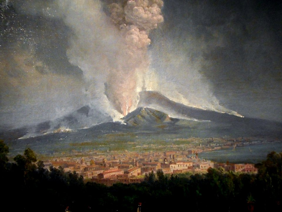 Detail - The eruption of Vesuvius with townscape of Naples (about 1860) by Salvatore Fergola (Naples 1796-Naples 1874) - Exhibition Fergola. Lo splendore di un Regno, up to April 2, 2016 at Museum Zevallos in Naples (31694252555)