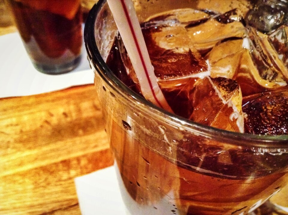 Glass ice cubes straw