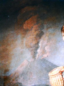 Erupting vesuvius year 1834, seen by Giacomo Leopardi - Detail of portrait of Lucio Caracciolo di Roccaromana by Gaetano Forte - San Martino Museum in Naples (26534981420)