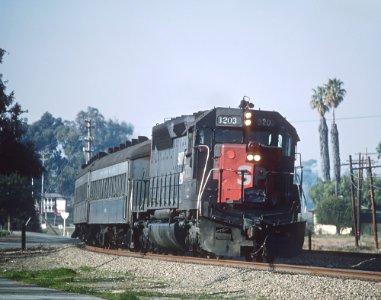 Four Trains Departing Millbrae with SP Power, January 1985 -- 6 Photos (31078201265)