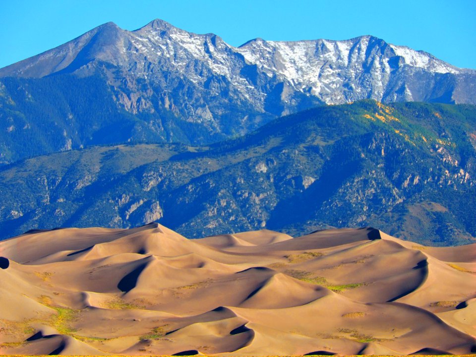 Fresh Snow on Cleveland Peak above Dunes (29624879951) photo