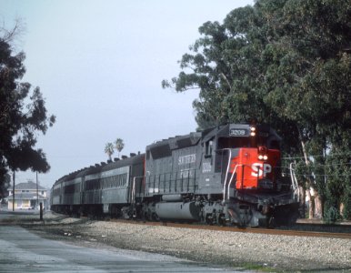 Four Trains Departing Millbrae with SP Power, January 1985 -- 6 Photos (31078208155)