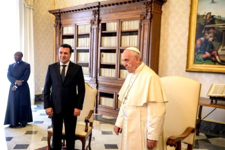Franciscus with Zoran Zaev during his trip in the Vatican City in 2018 - 2