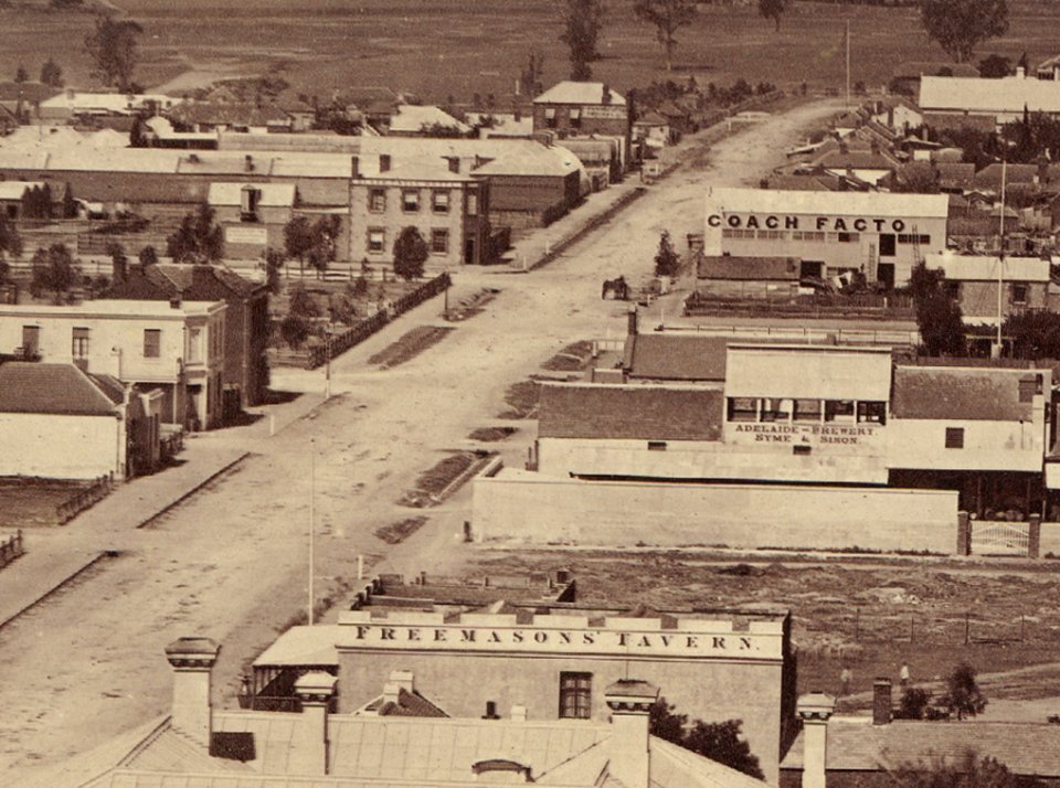 Freemason's Tavern, Hindmarsh Hotel, Black Eagle Hotel, Adelaide, 1865 (39683511552)