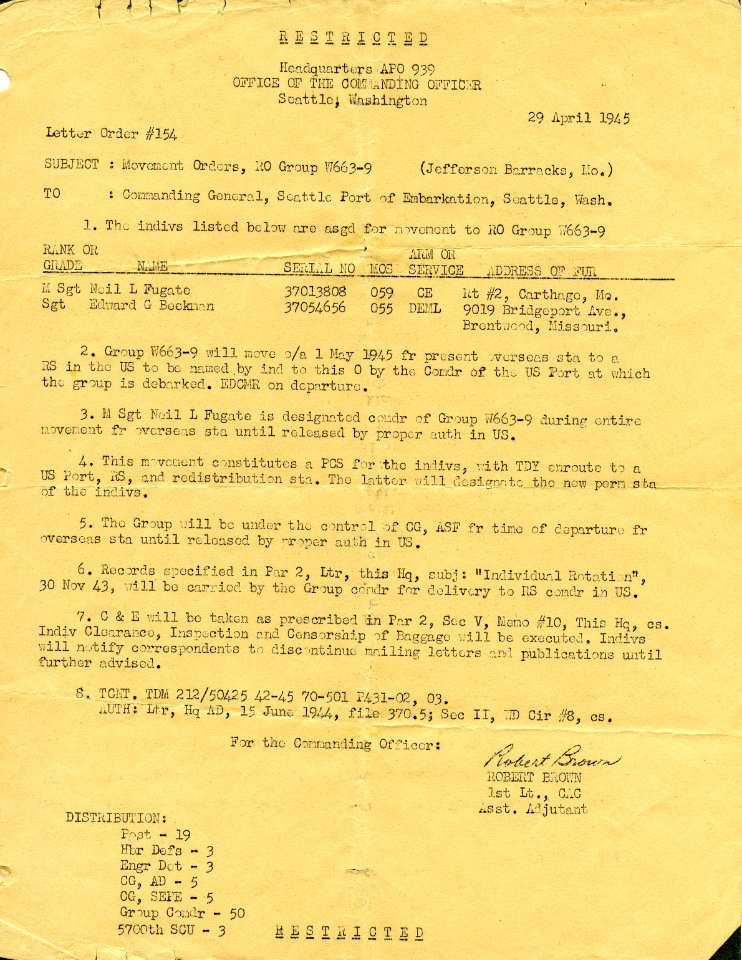 Fugate movement orders 1945 (25109484609)