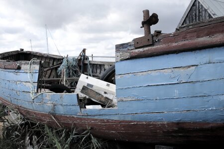 Abandoned wooden hull photo