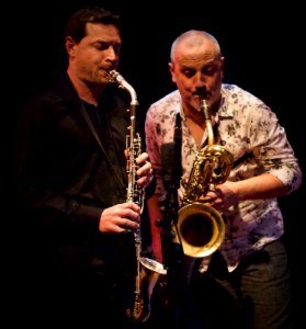 Henri Texier Hope Quartet, 30 november 2013 BIM Amsterdam - Sébastien Texier & François Corneloup (51229008132)