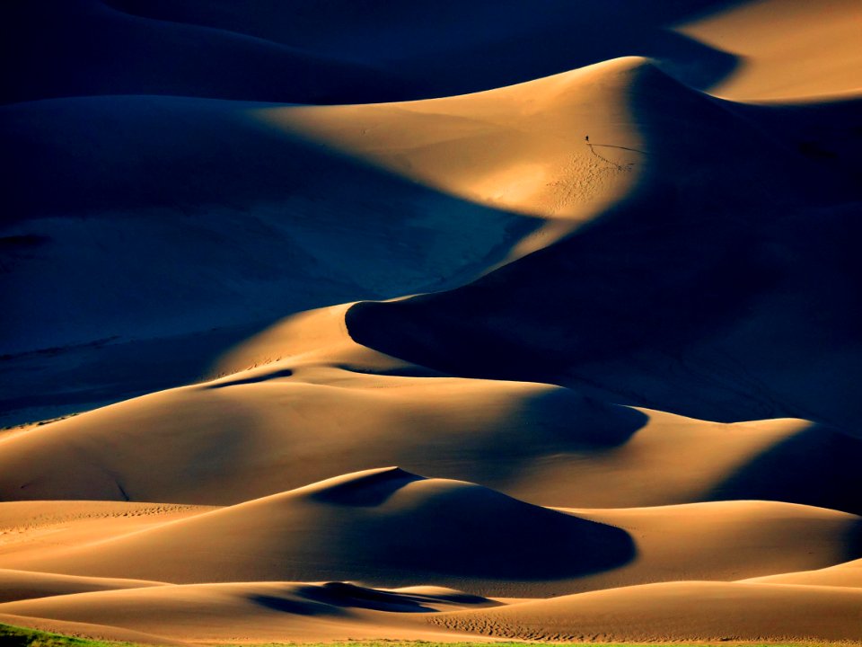 Hiker on Dune Ridges at Sunset (35474169820)