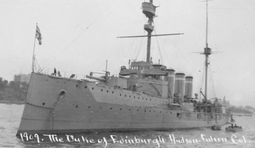 HMS Duke of Edinburgh In the Hudson River, off New York City, during the Hudson-Fulton Celebration, September-October 1909. (51097481211)