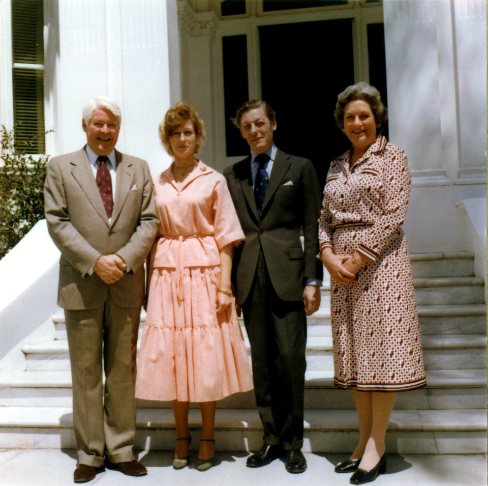 HRH Princess Alexandra and The Honourable Angus Ogilvie with Commodore Sir James Ramsay, Governor of Queensland, and Lady Ramsay at Governor's Residence Fernberg, 1978 (14437958321)