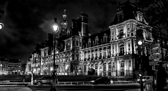 Hôtel de Ville de Paris at night, 3 February 2019