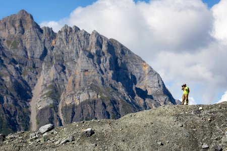 Jacob Frank photographing along the Kennicott Glacier, Donoho Basin (26156280308)