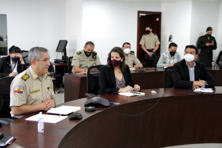 La ministra de Gobierno, María Paula Romo, en videoconferencia con el Mando Policial, se realizó la presentación de los nuevos comandantes de la Policía, de las zonas y subzonas del país. 13.10.2020 (50471840106)