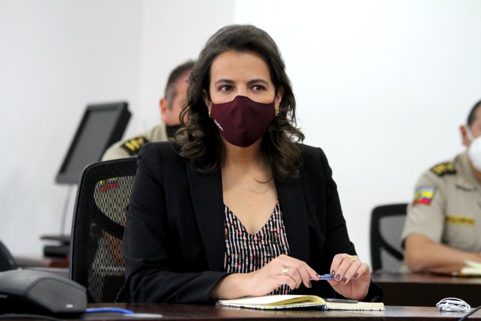 La ministra de Gobierno, María Paula Romo, en videoconferencia con el Mando Policial, se realizó la presentación de los nuevos comandantes de la Policía, de las zonas y subzonas del país. 13.10.2020 (50472009372)
