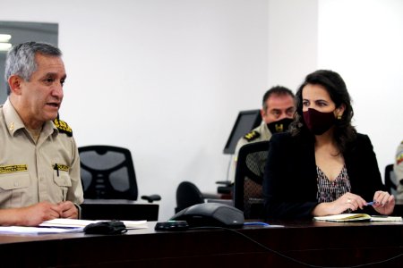 La ministra de Gobierno, María Paula Romo, en videoconferencia con el Mando Policial, se realizó la presentación de los nuevos comandantes de la Policía, de las zonas y subzonas del país. 13.10.2020 (50472006787) photo