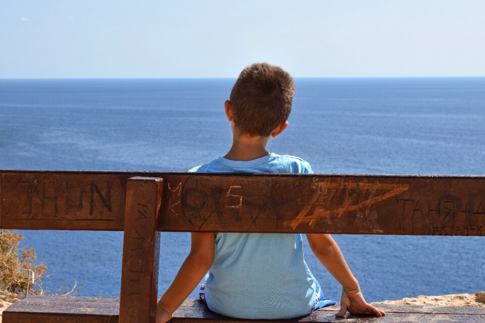Sea infinity blue bench