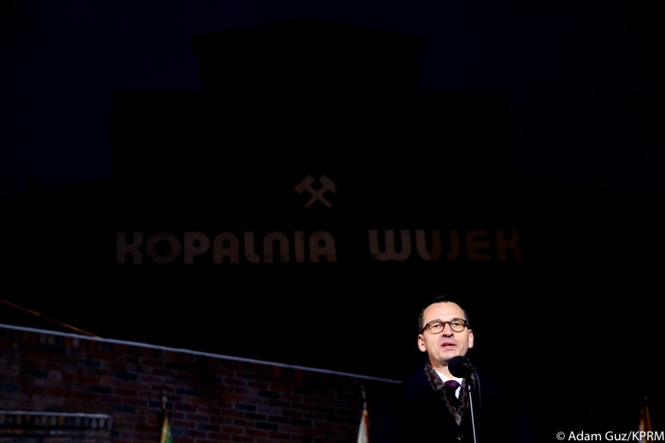 Premier Mateusz Morawiecki w Kopalni Wujek w Katowicach