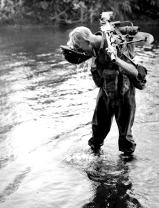 Private Allan at Yati River, 1943 (27992116080)
